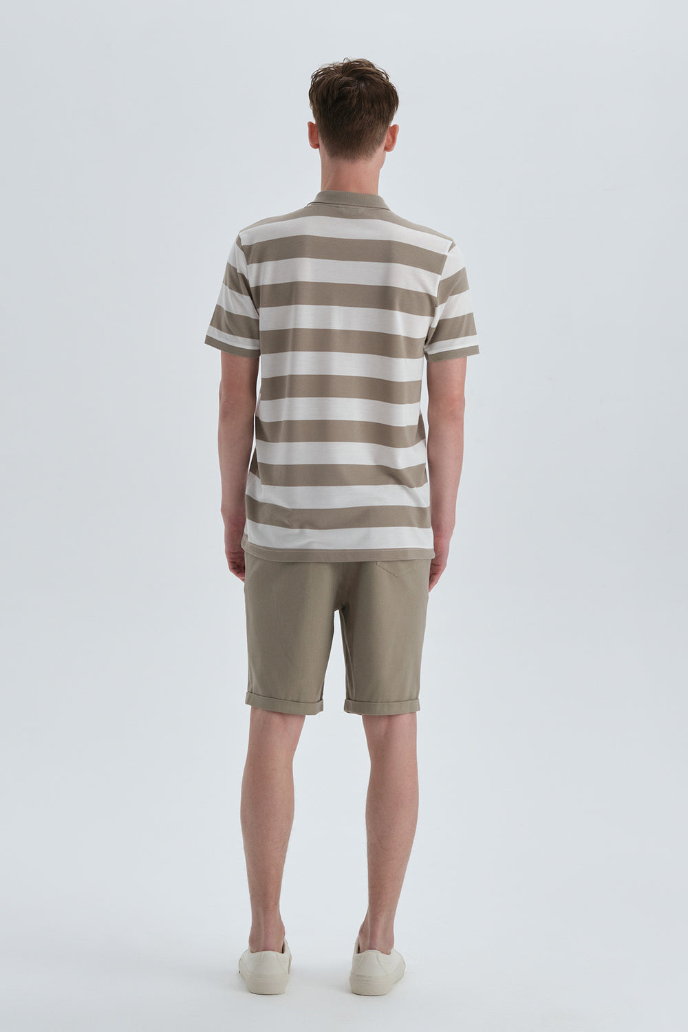 KHAKI STRIPED T-SHIRT
