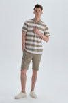 KHAKI STRIPED T-SHIRT