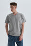 Gri Pamuk V Yaka T-Shirt