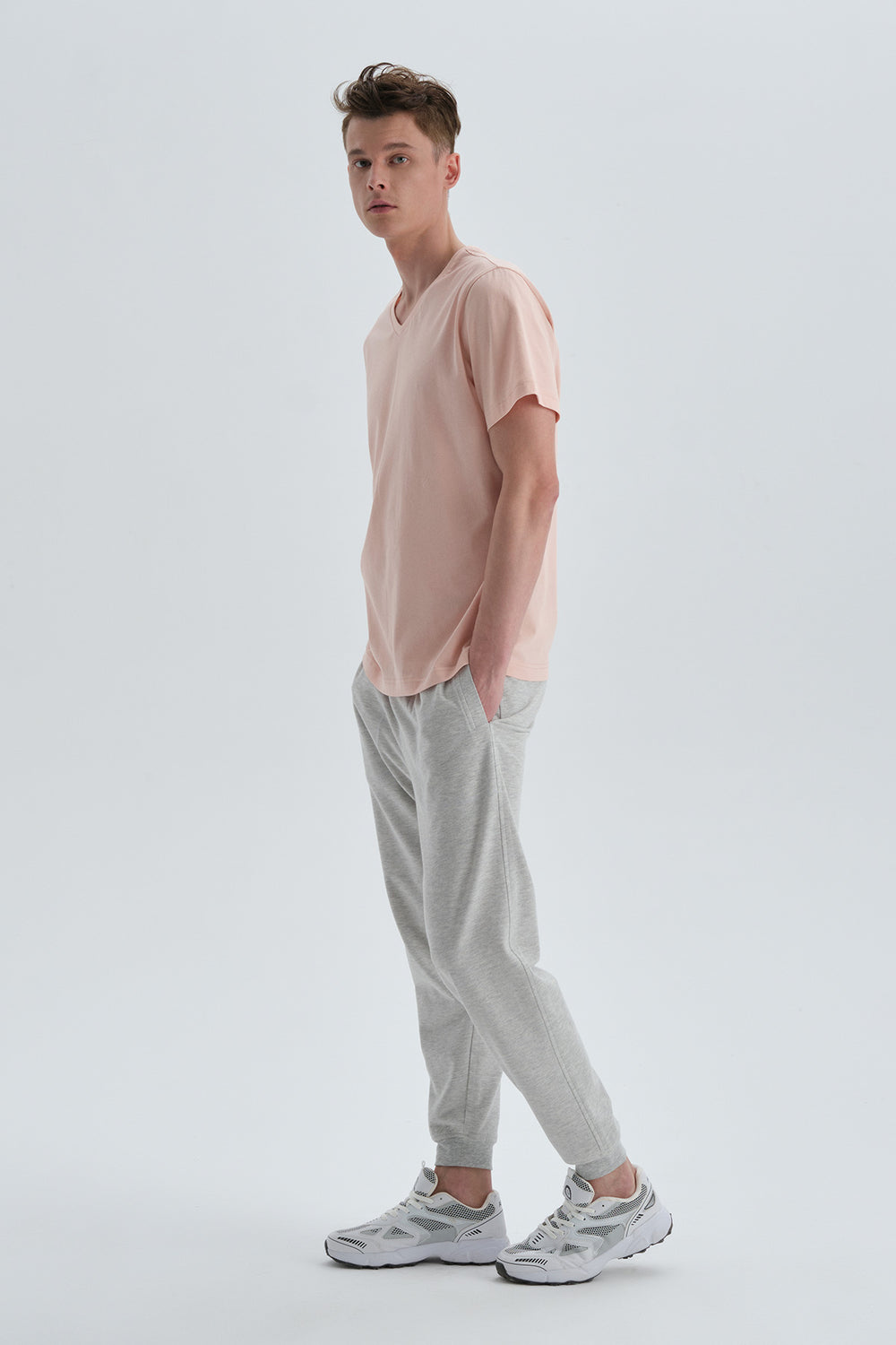 Somon Pamuk V Yaka T-Shirt