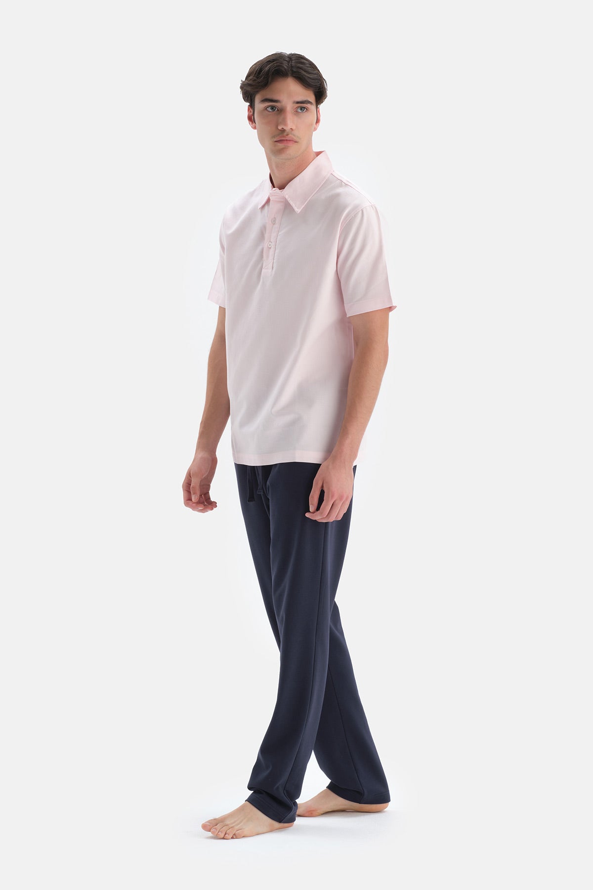 Pembe Pamuklu Polo Yaka T-Shirt