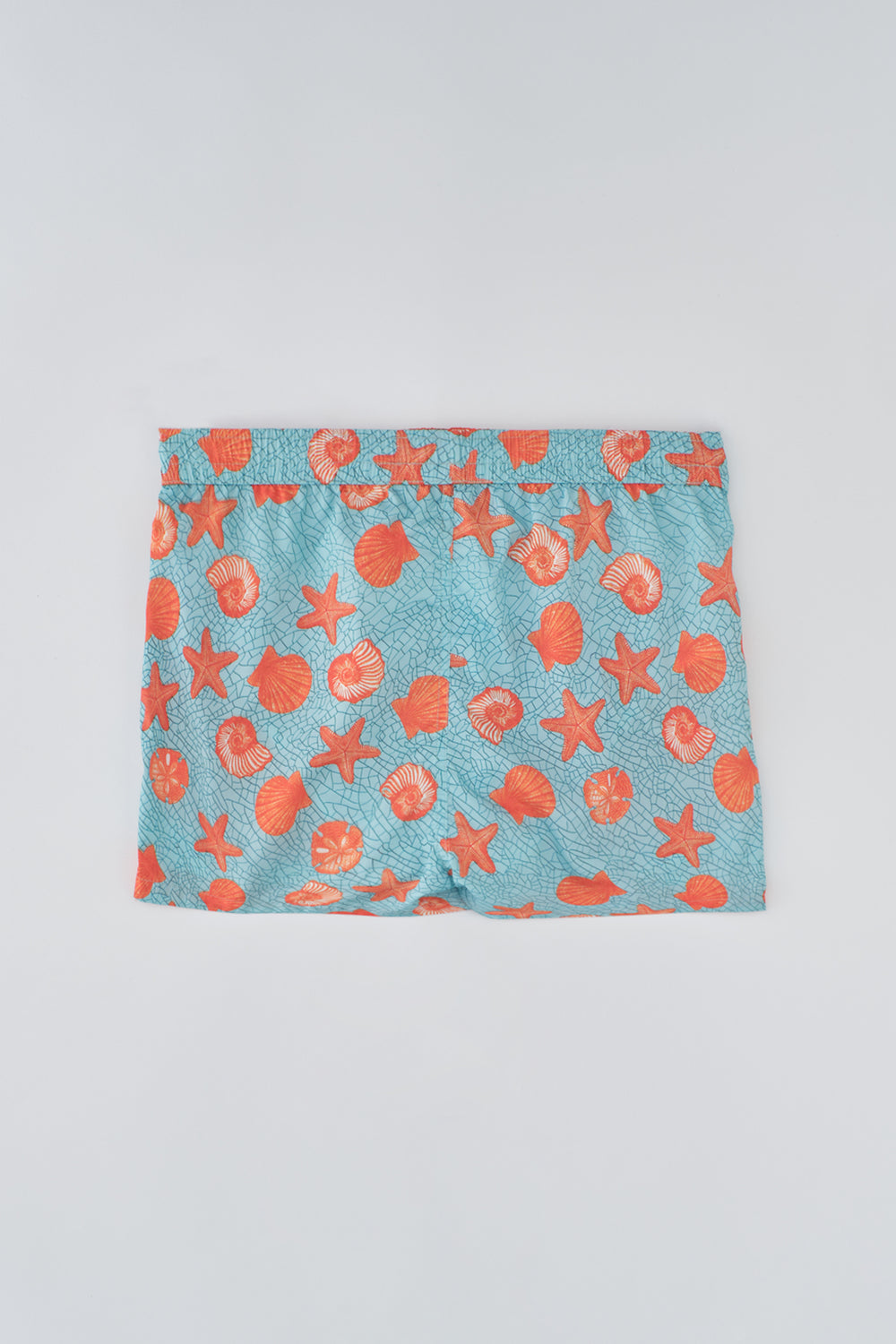 Mint - Turuncu Micro Kısa Deniz Yıldızı Desenli Deniz Şortu