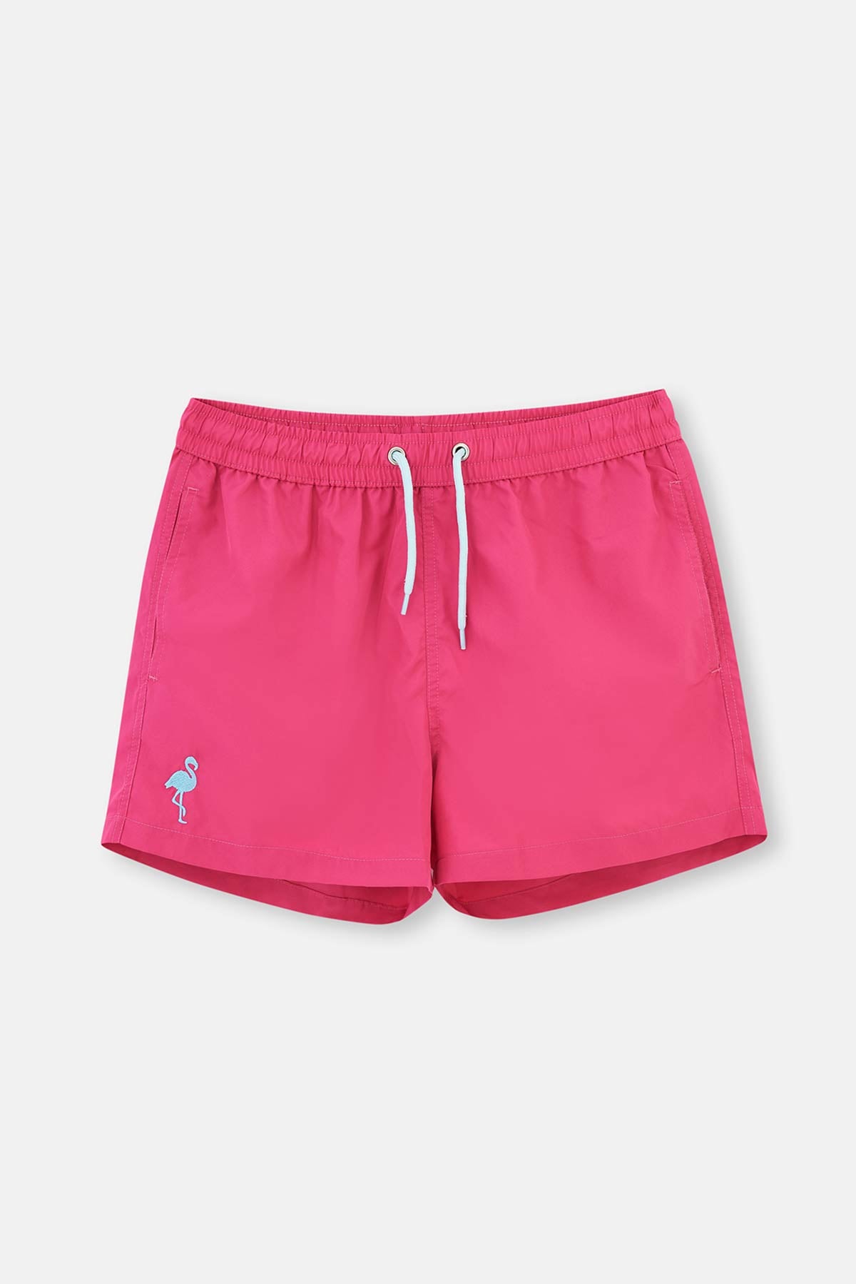 Fuşya Micro Kısa Paçası Flamingo Nakışlı Deniz Şortu