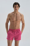 Fuşya Micro Kısa Paçası Flamingo Nakışlı Deniz Şortu