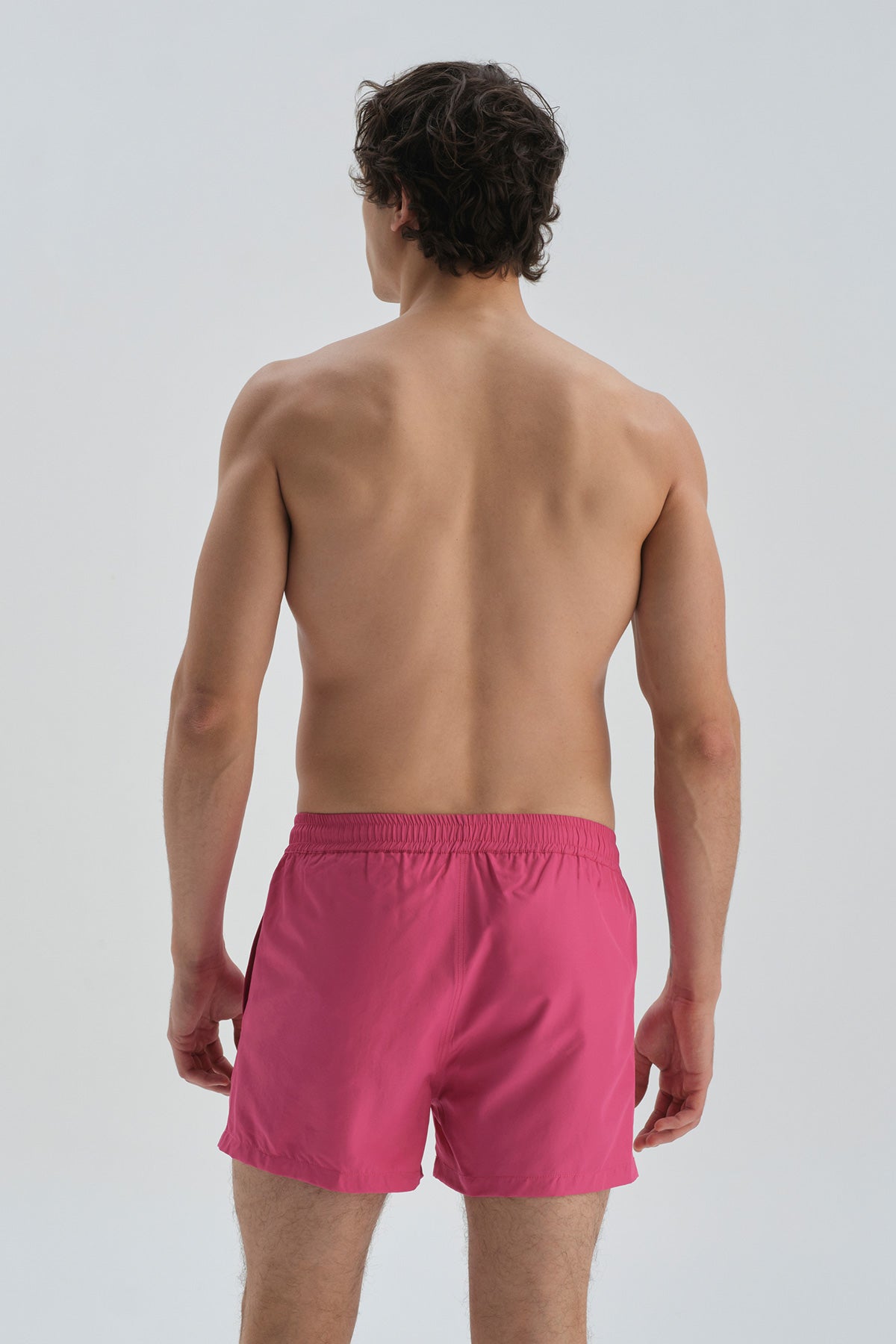 Fuşya Micro Kısa Paçası Flamingo Nakışlı Deniz Şortu