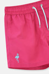 Fuşya Micro Kısa Paçası Flamingo Nakışlı Deniz Şortu