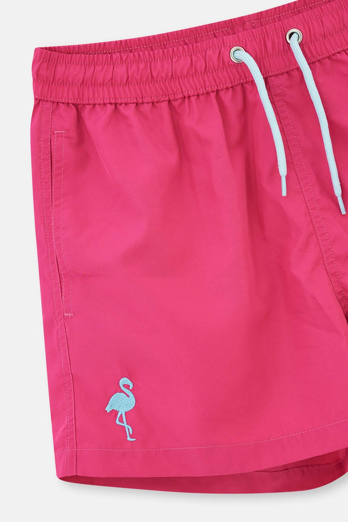 Fuşya Micro Kısa Paçası Flamingo Nakışlı Deniz Şortu