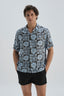 Antrasit-Mavi Desenli Kısa Kol Gömlek