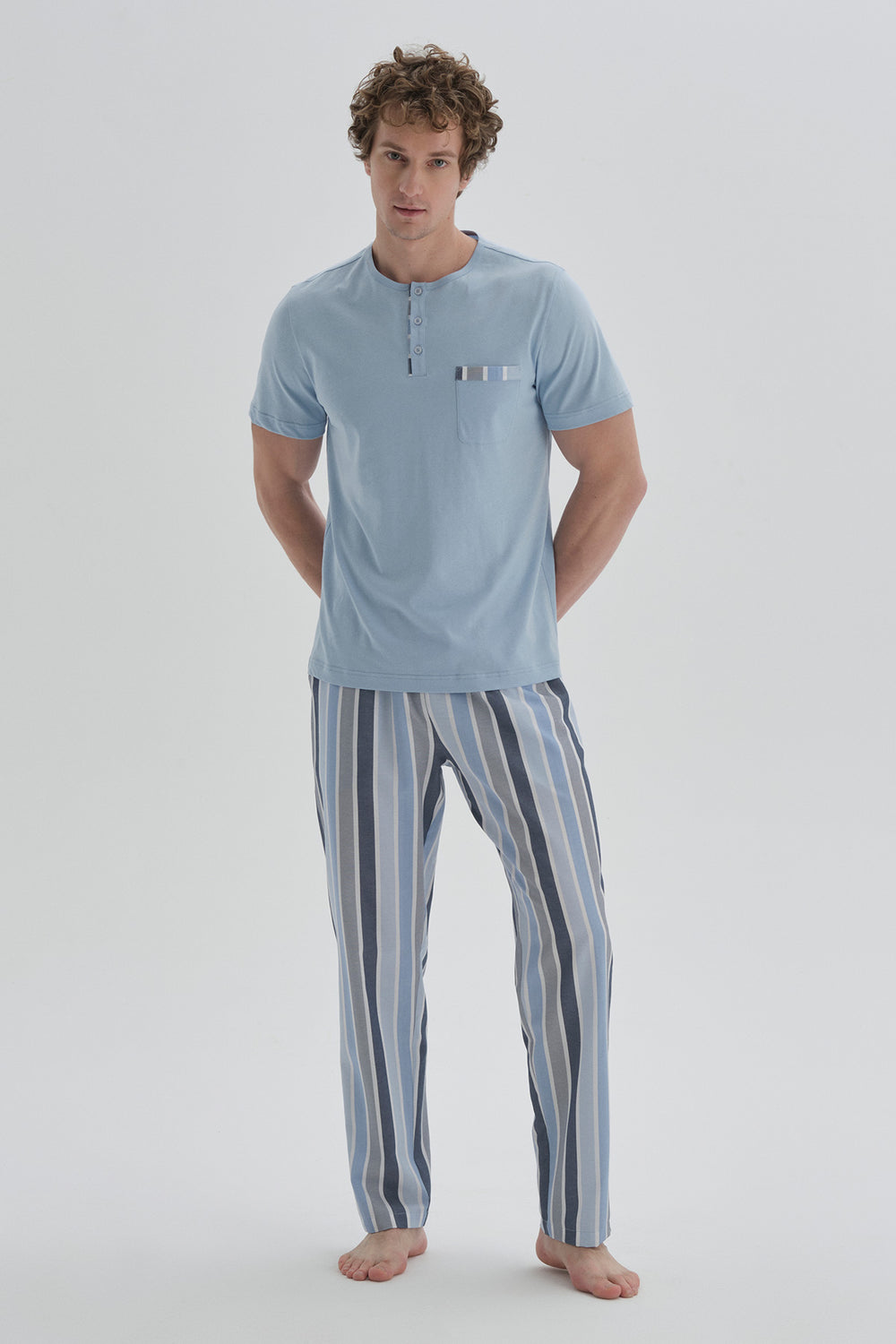 BLUE PYJAMA TOP