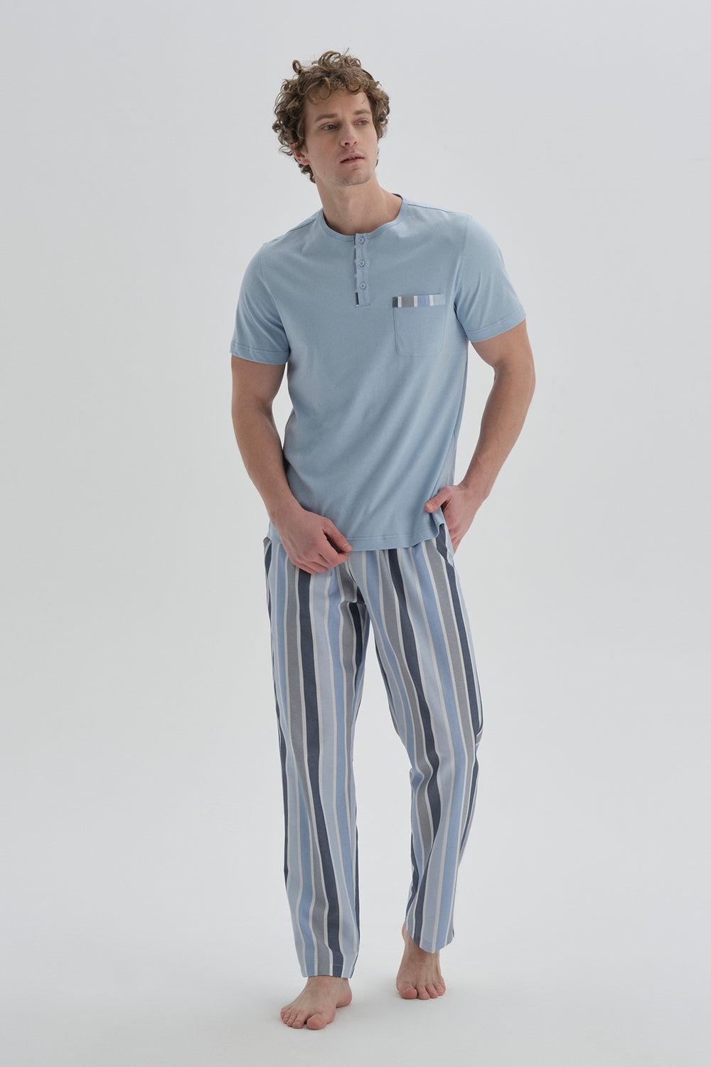 BLUE PYJAMA TOP