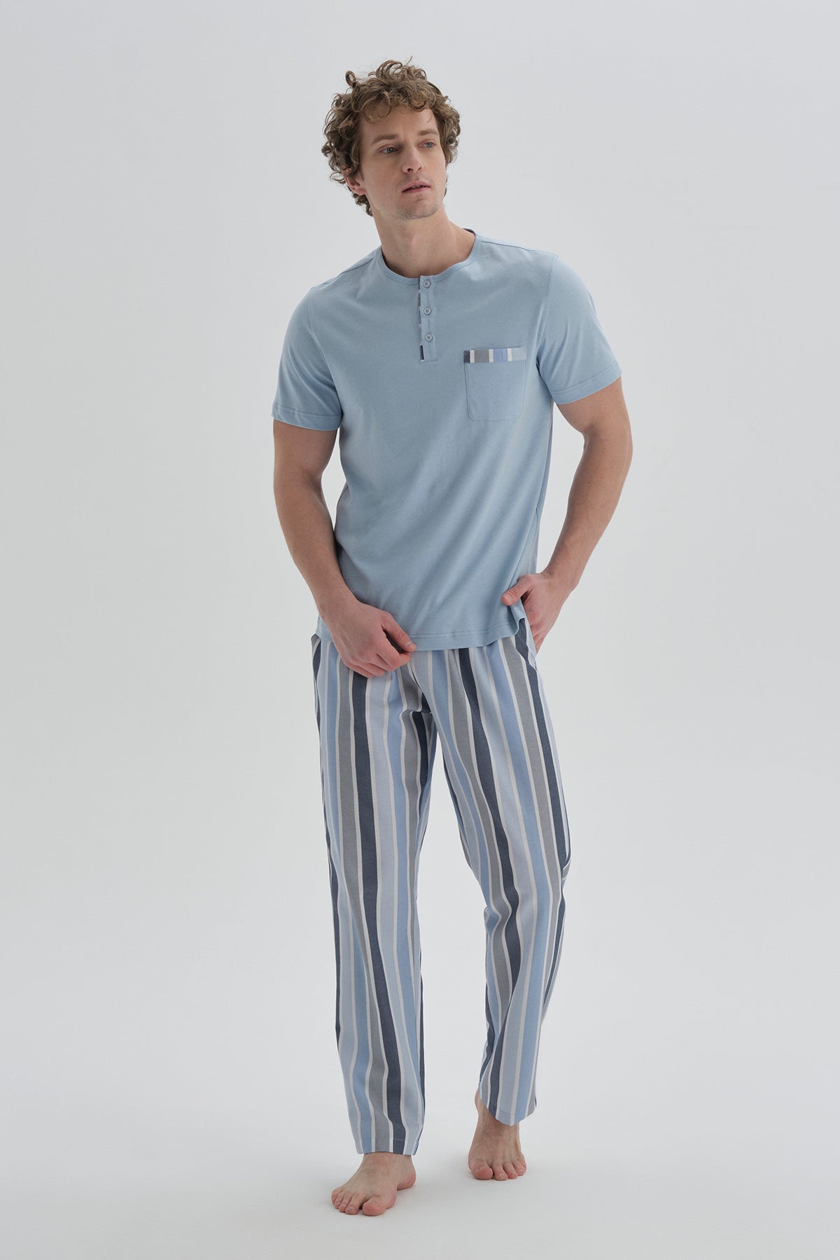 BLUE PYJAMA TOP