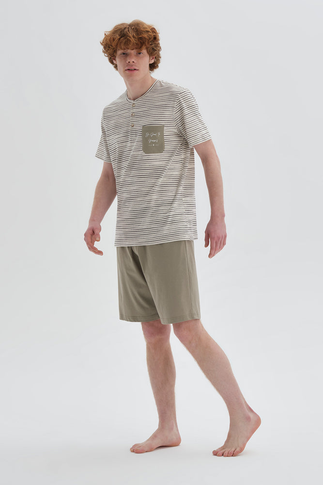 KHAKI SHORT PYJAMA SET