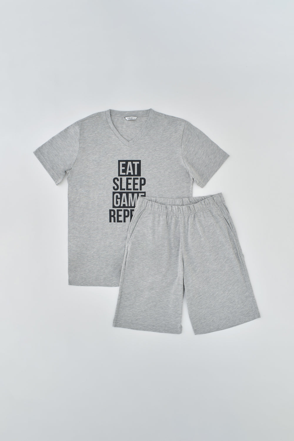 GREY MELANGE SHORTS SET