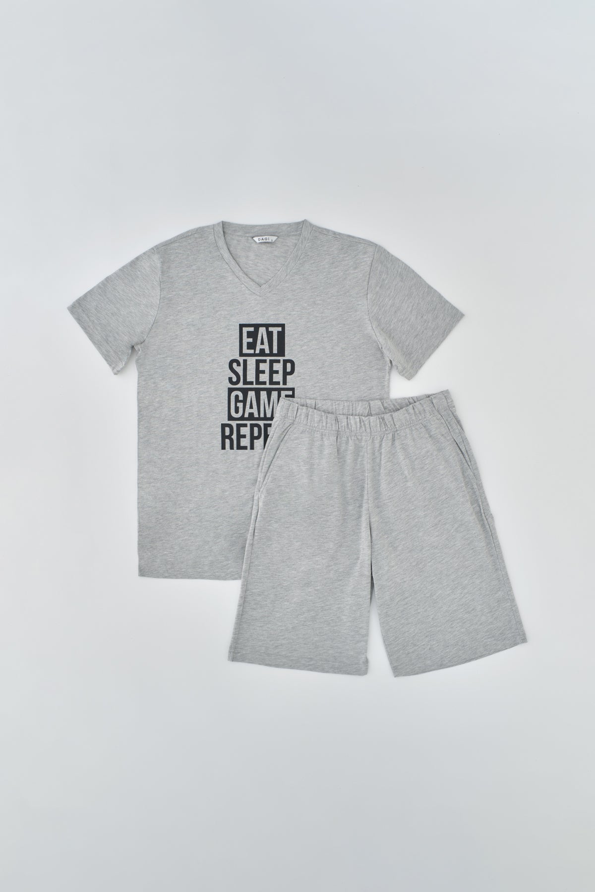 GREY MELANGE SHORTS SET
