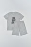 GREY MELANGE SHORTS SET