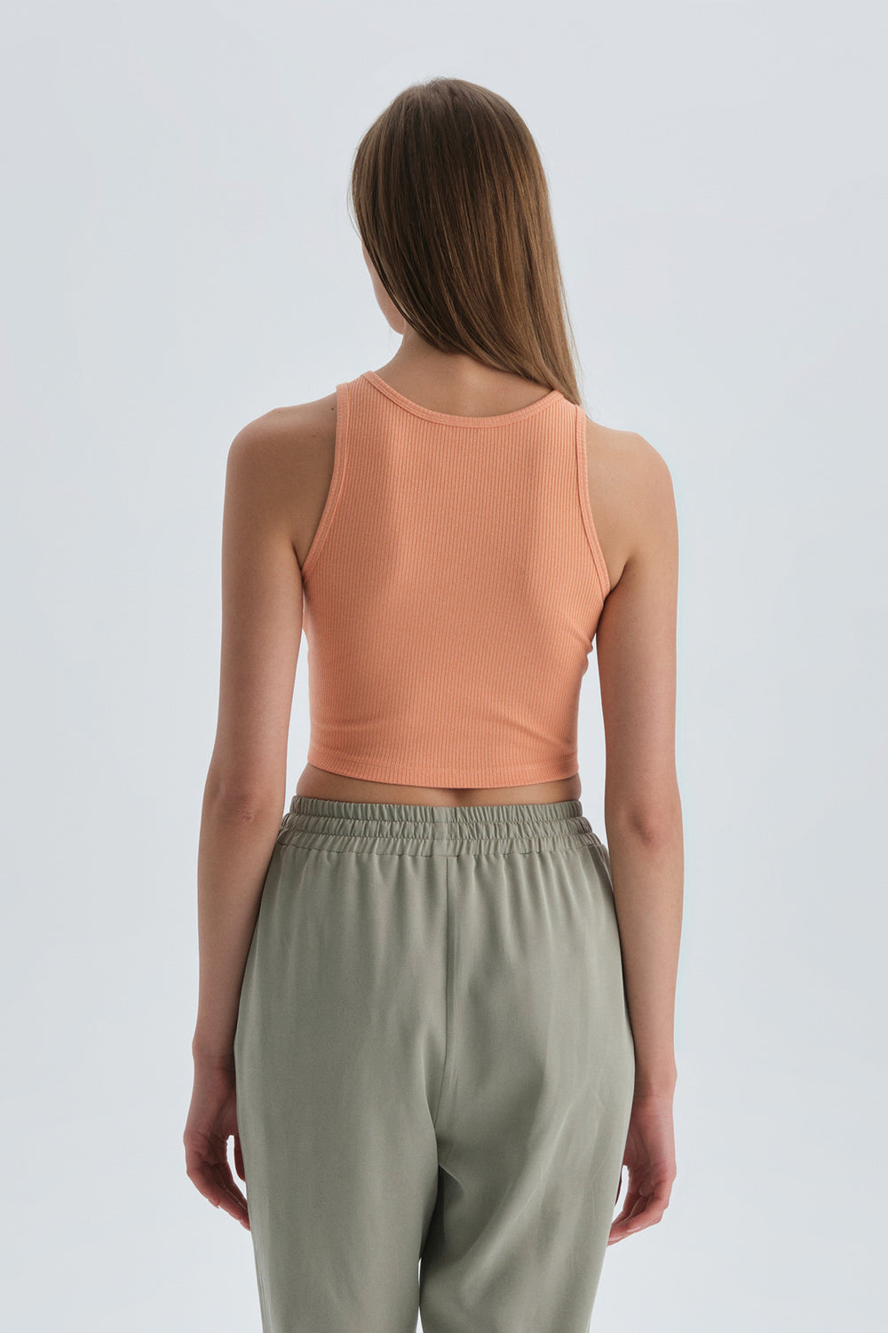 Turuncu Halter Yaka Crop Atlet