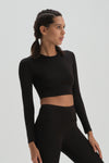 Siyah Dagi Active Uzun Kol Crop T-Shirt