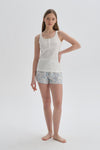 WHITE PRINTED SHORT