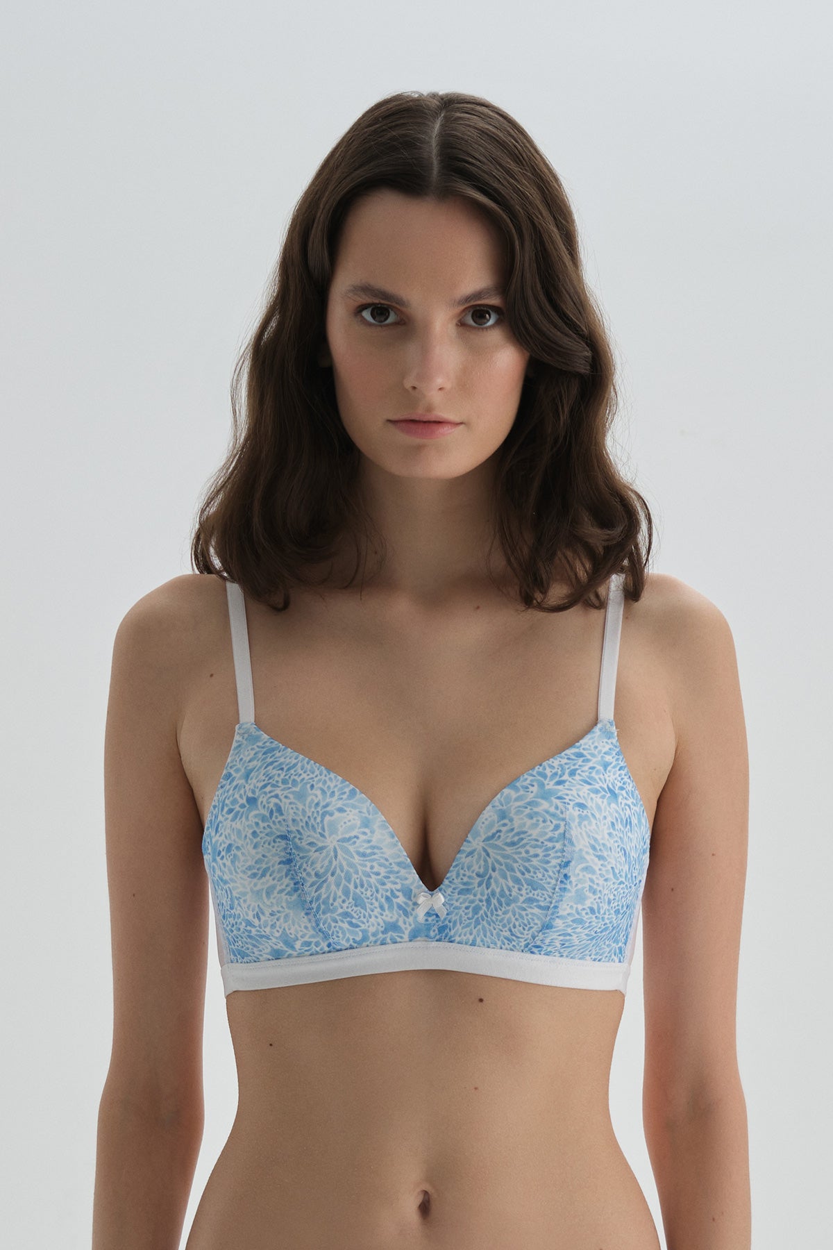 Mavi Balensiz Kaplı Üçgen Form Sütyen