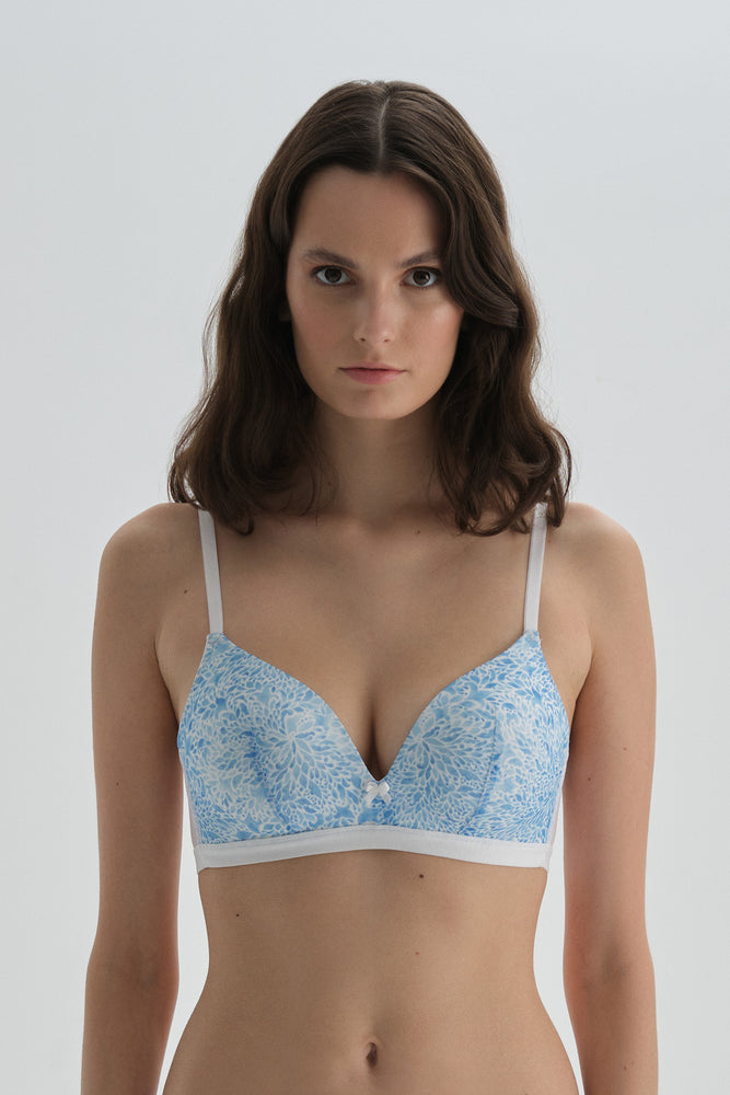 Mavi Balensiz Kaplı Üçgen Form Sütyen