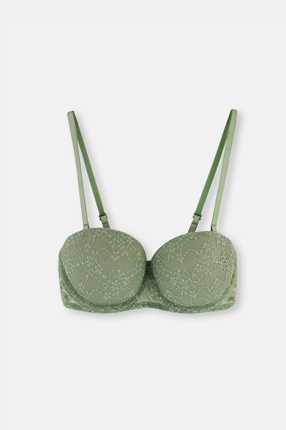 Yeşil Balenli Yarı Dolgulu Straplez Sütyen