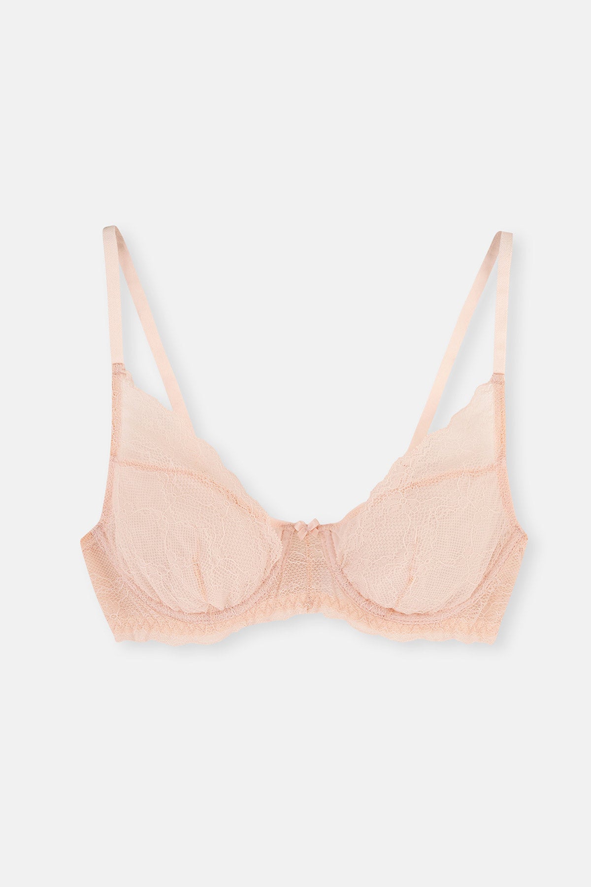 Ekru Balenli Toparlayıcı Dantelli Sütyen