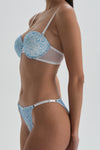 Mavi Desenli Tül Brazilian Külot