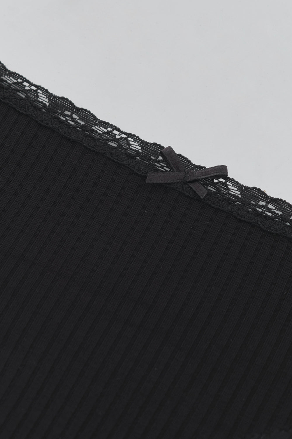 Siyah Dantel Detaylı Örme Tanga