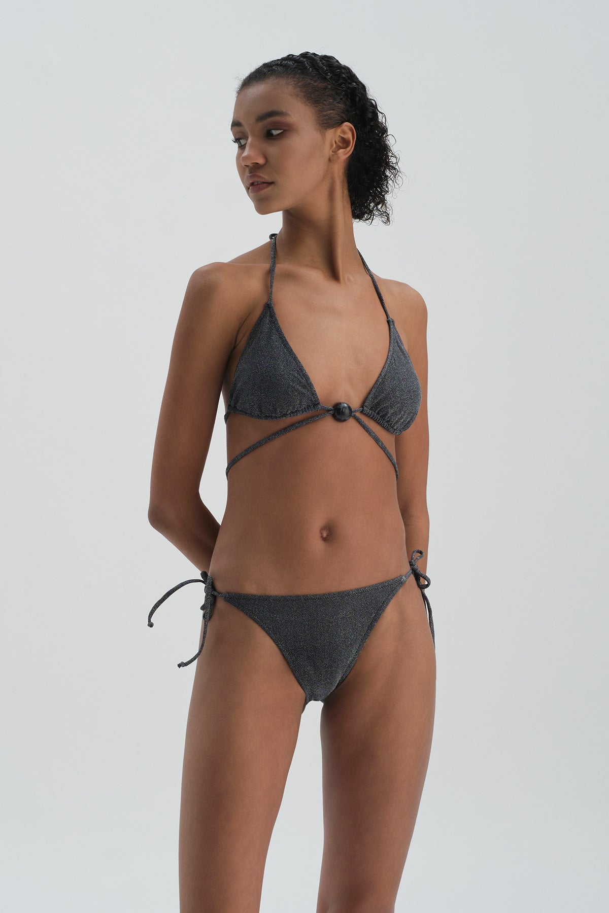 Gümüş Spagetti Bikini Alt