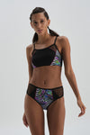 Siyah Yanları Fileli Yüzücü Bikini Alt