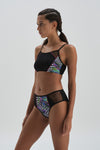 Siyah Yanları Fileli Yüzücü Bikini Alt