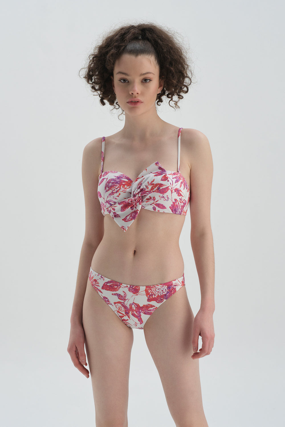 Fuşya - Beyaz Düşük Bel - Bikini Alt