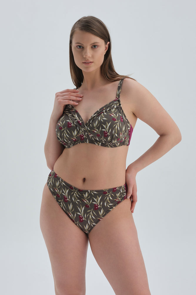 Mürdüm Kaplı Toparlayıcı Yüksek Bel Bikini Alt