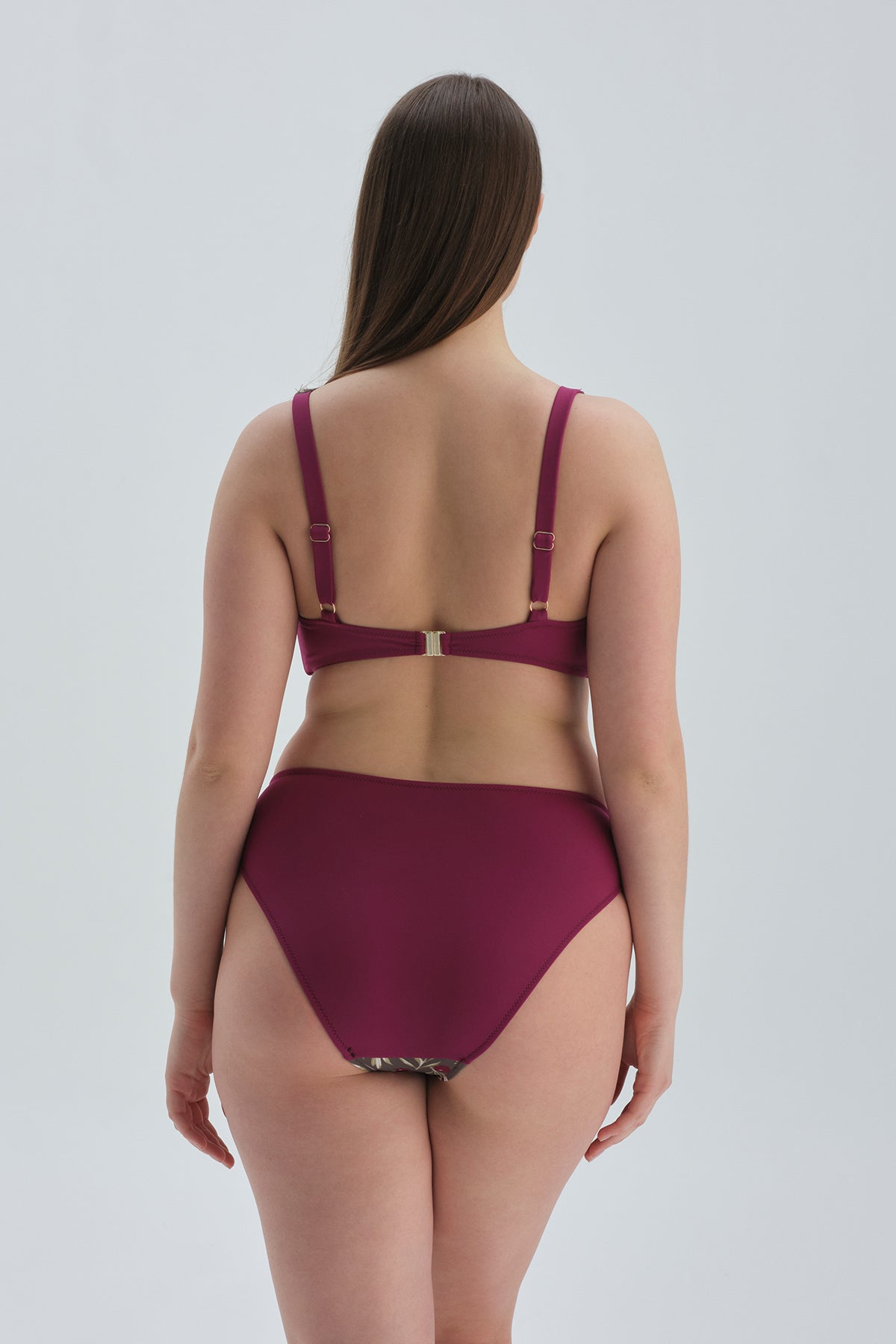 Mürdüm Kaplı Toparlayıcı Yüksek Bel Bikini Alt