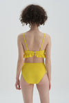 Neon Sarı Maksimum Toparlama Yanı Drapeli Yüksel Bel Bikini Alt