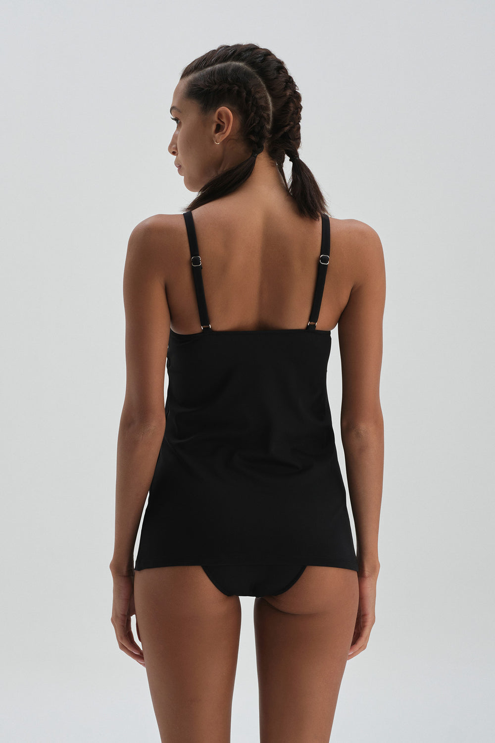 Siyah Yüzücü Elbiseli Tek Üst Mayo