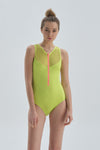 Fıstık Yeşili Kaplı Halter Yaka i Mayo