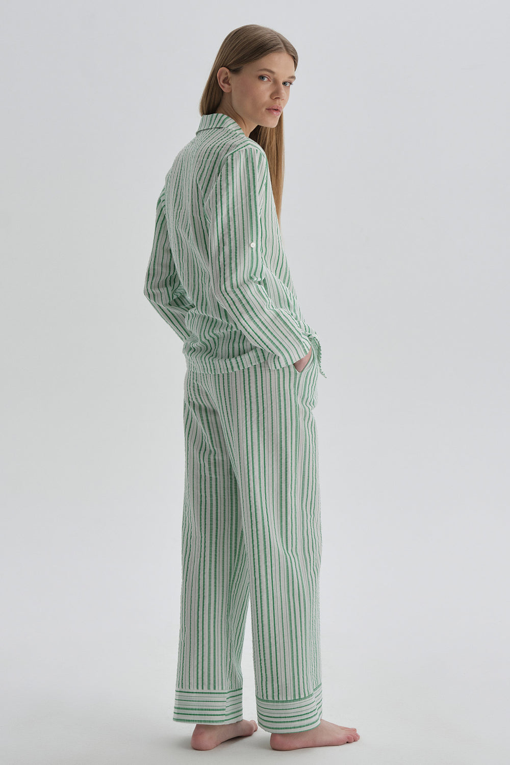 GREEN PYJAMA TOP