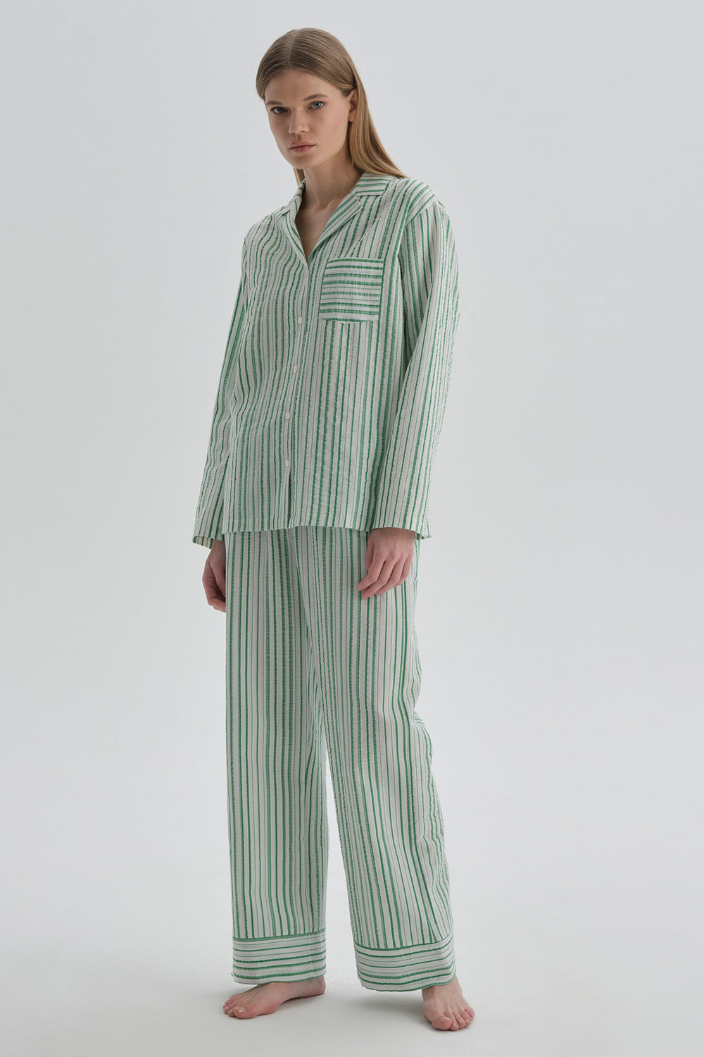 GREEN PYJAMA TOP