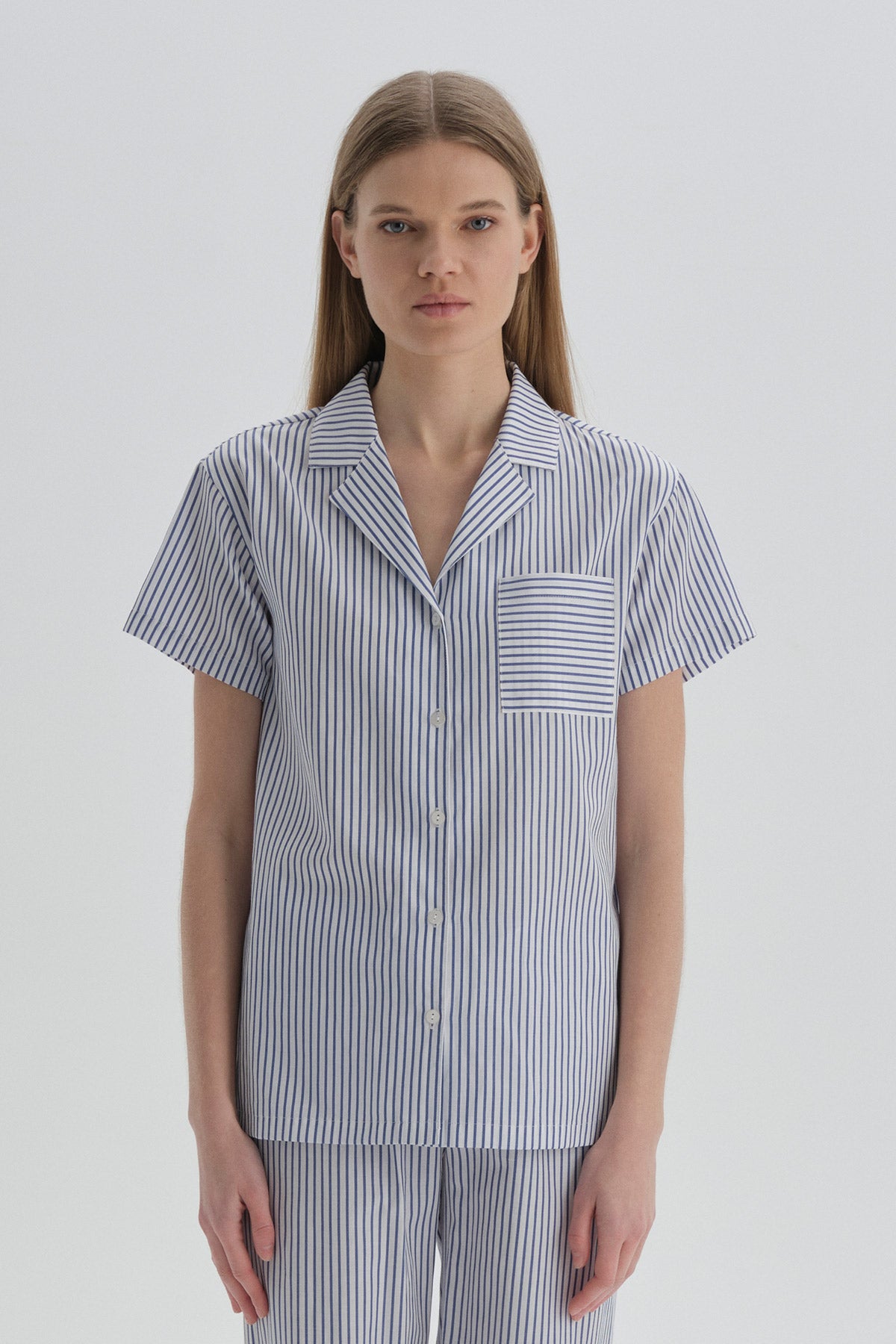 BLUE PYJAMA TOP