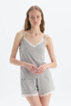 GREY MELANGE SHORT SET