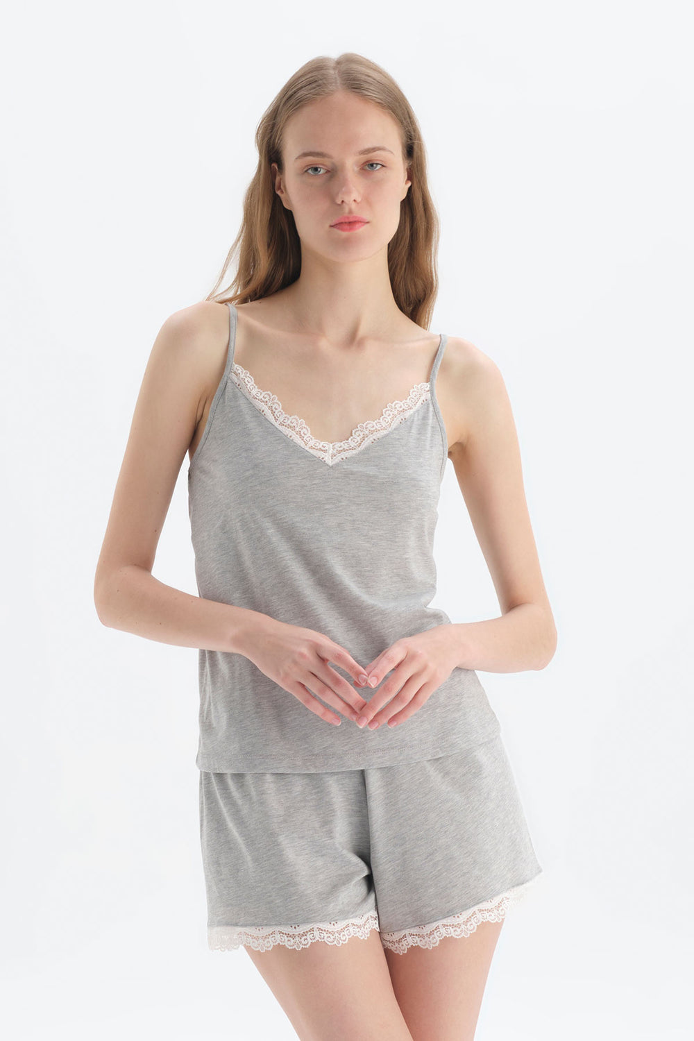 GREY MELANGE SHORT SET