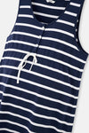 Lacivert Çizgili Çizgili Pamuklu Hamile Elbisesi