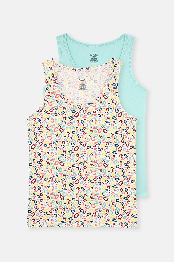 WHITE  - GREEN PRINT TANKTOP