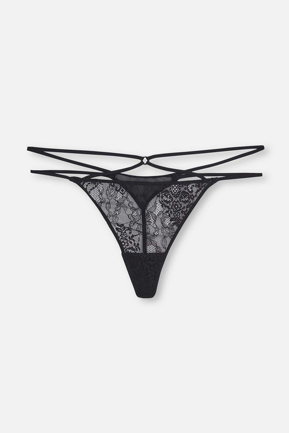 Siyah Dantelli Ip Detaylı Tanga