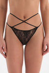 Siyah Dantelli Ip Detaylı Tanga