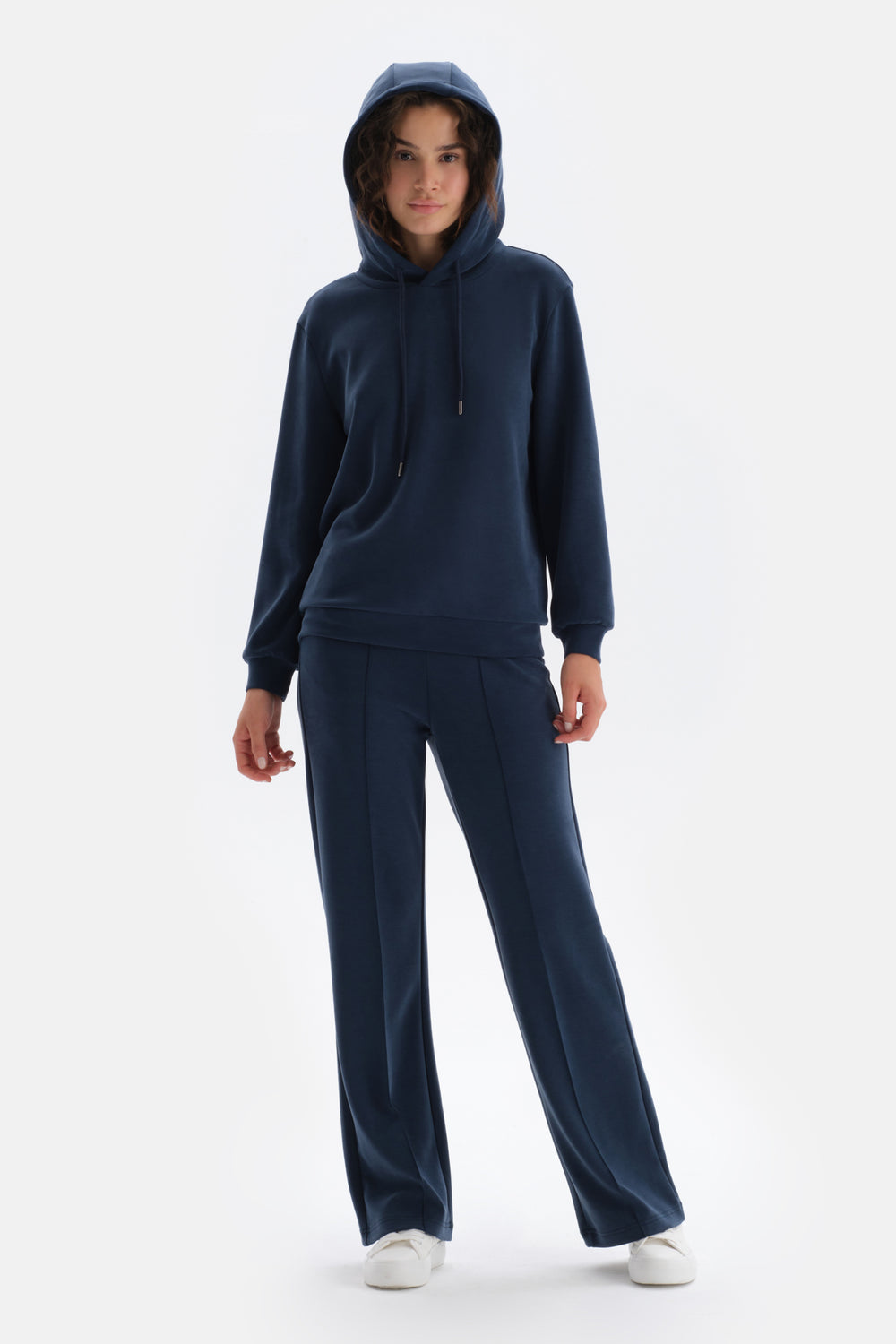 Indigo LONG SLEEVE HOODED SWEATSHIRT