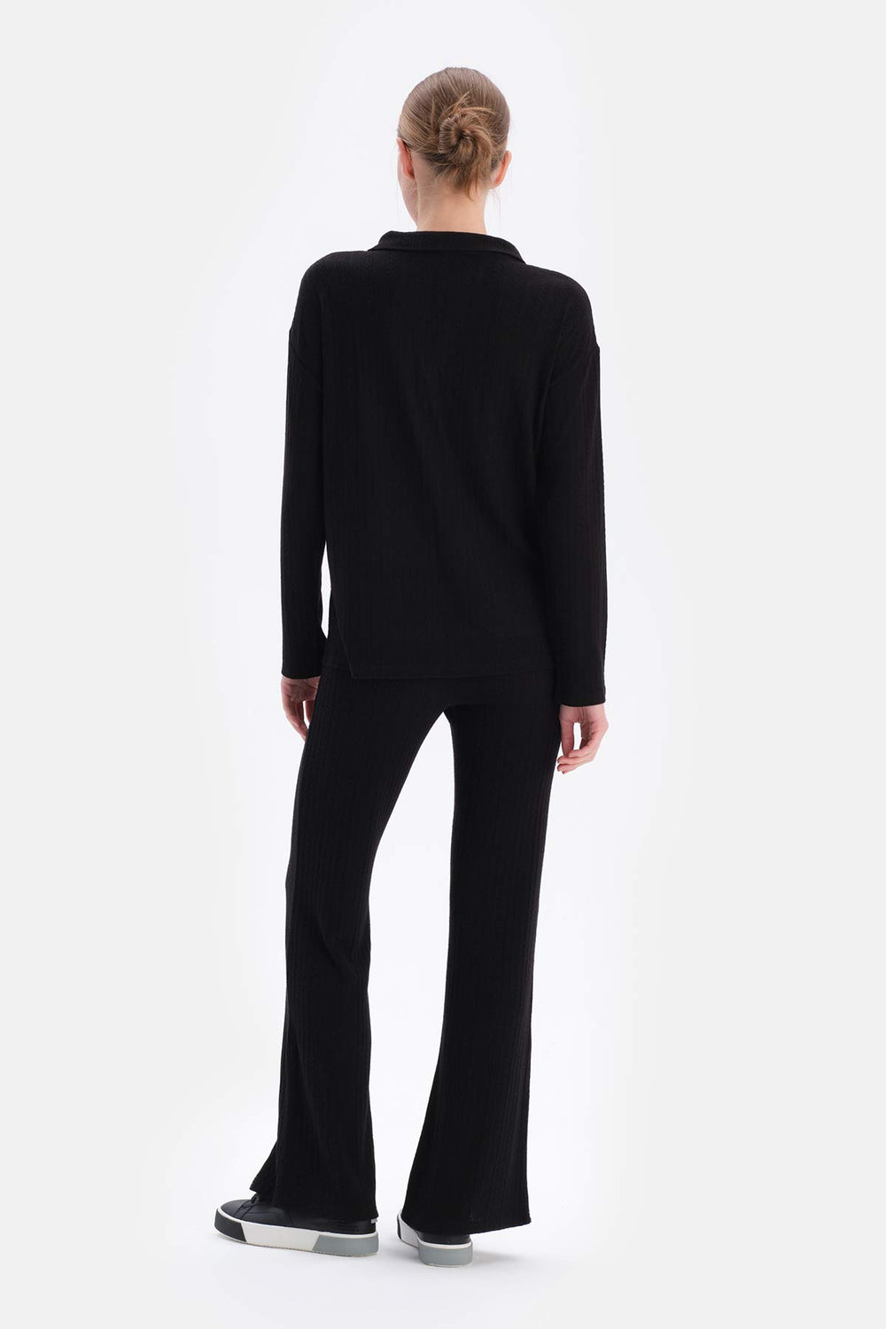 Black WIDE LEG TRACKSUIT BOTTOM