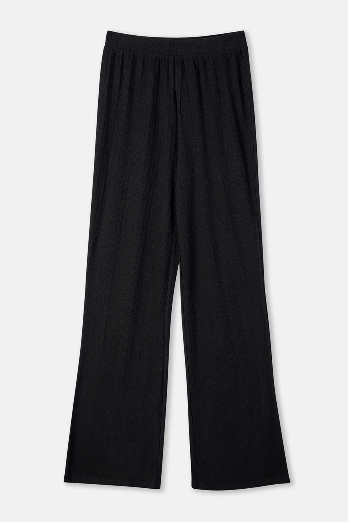 Black WIDE LEG TRACKSUIT BOTTOM