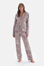 MULTICOLOR SHIRT COLLAR PAISLEY PATTERN KNITTED PAJAMAS SUIT